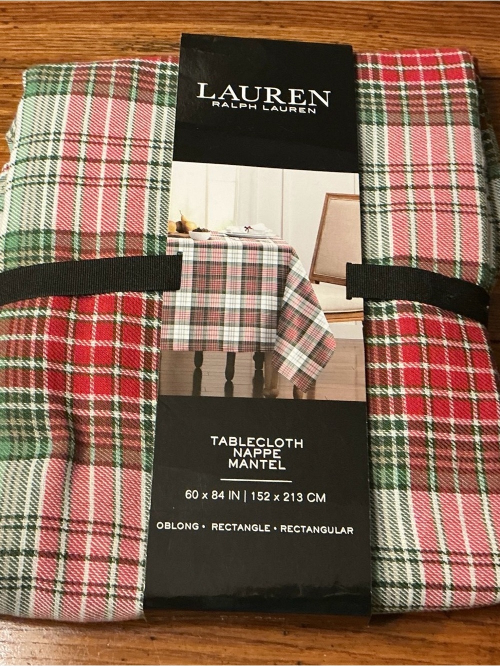 Lauren Ralph Lauren Plaid Tablecloth 60x84 Red Green Christmas Holiday NWT